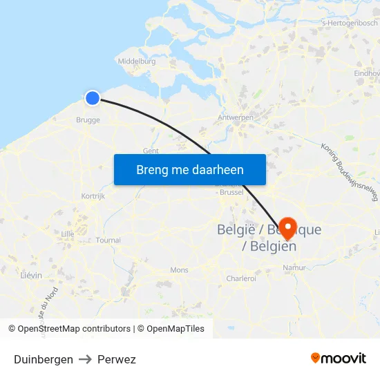 Duinbergen to Perwez map