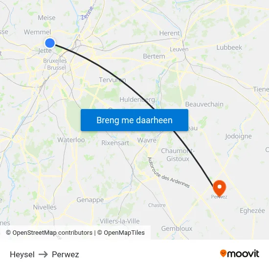 Heysel to Perwez map