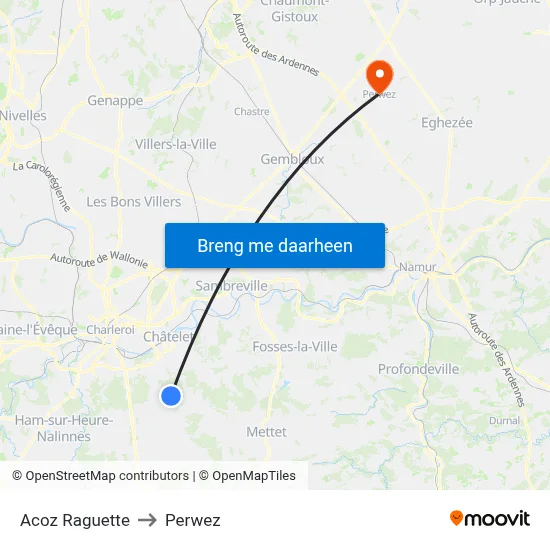 Acoz Raguette to Perwez map