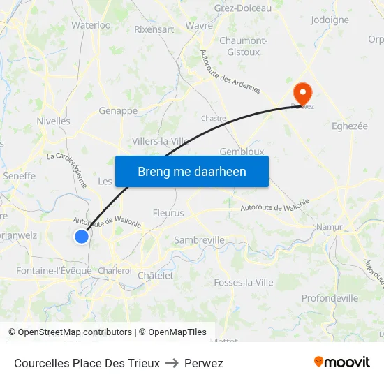 Courcelles Place Des Trieux to Perwez map