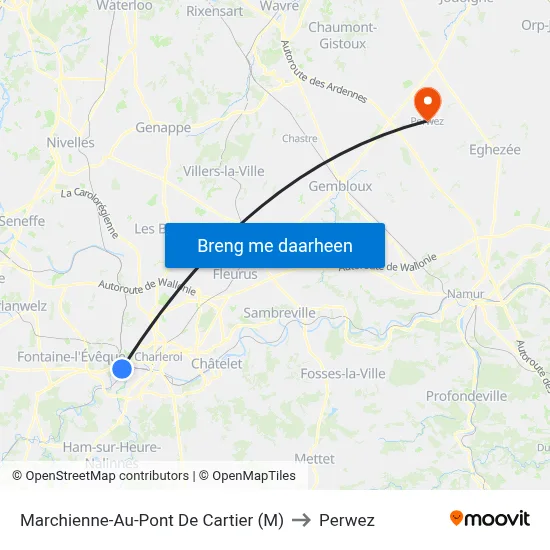 Marchienne-Au-Pont De Cartier (M) to Perwez map