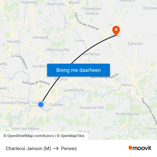 Charleroi Janson (M) to Perwez map
