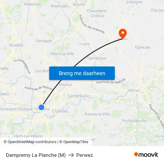 Dampremy La Planche (M) to Perwez map