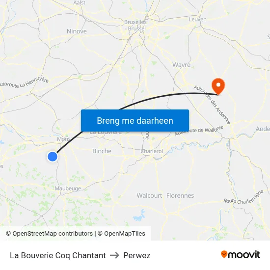La Bouverie Coq Chantant to Perwez map