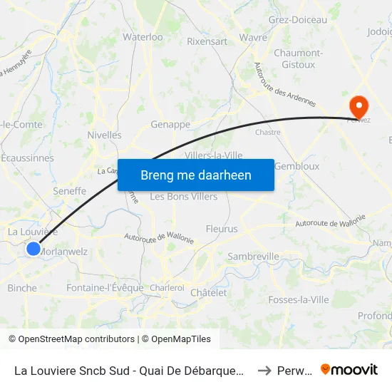 La Louviere Sncb Sud - Quai De Débarquement to Perwez map