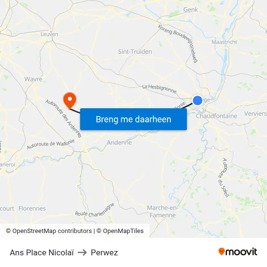 Ans Place Nicolaï to Perwez map