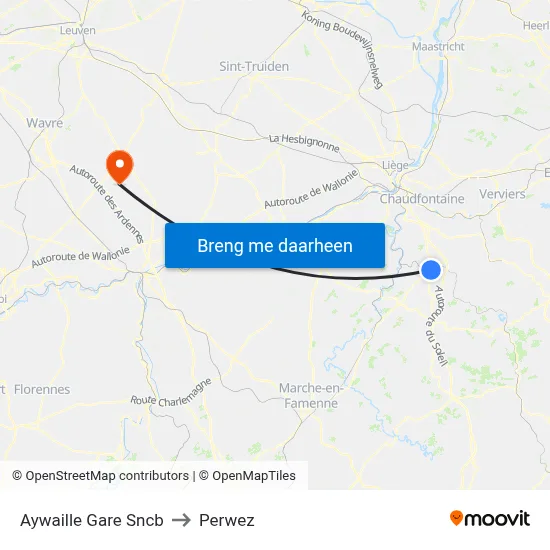 Aywaille Gare Sncb to Perwez map