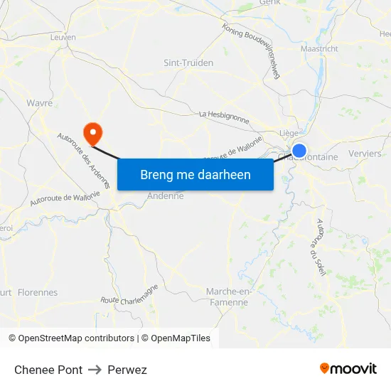 Chenee Pont to Perwez map