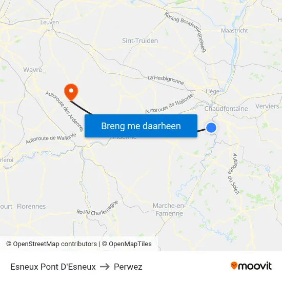 Esneux Pont D'Esneux to Perwez map
