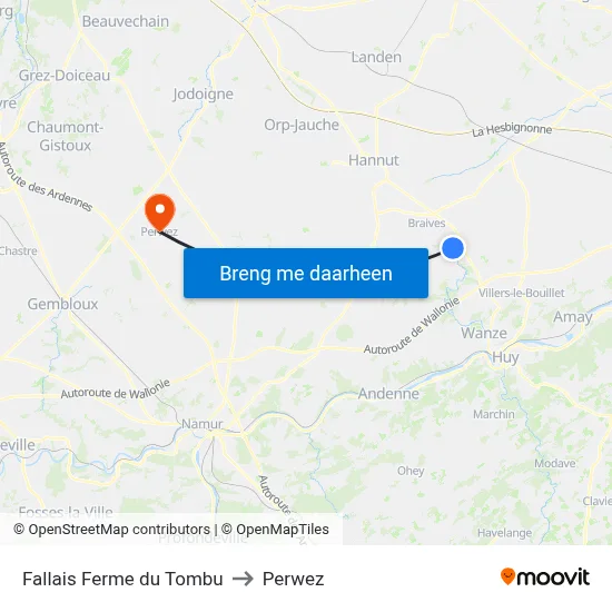 Fallais Ferme du Tombu to Perwez map