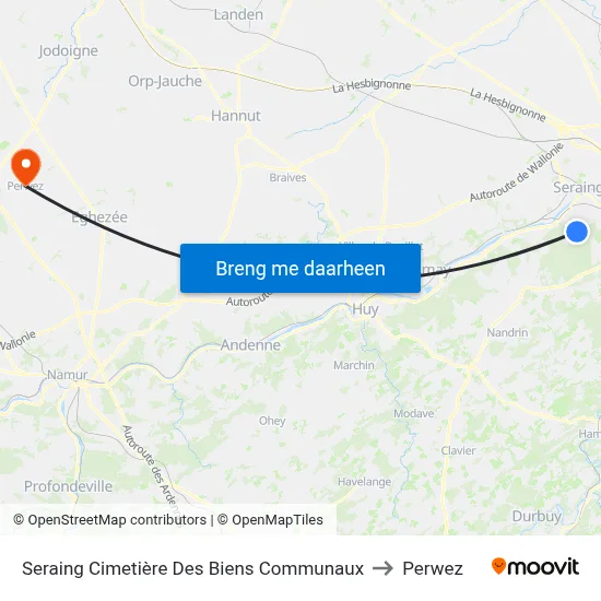 Seraing Cimetière Des Biens Communaux to Perwez map