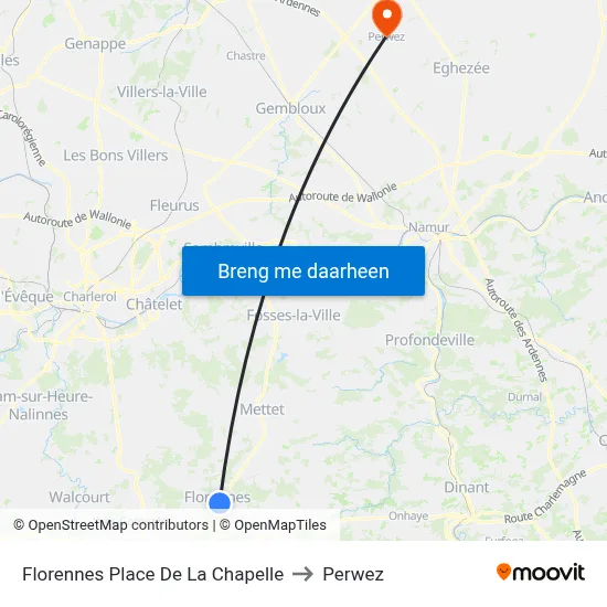 Florennes Place De La Chapelle to Perwez map