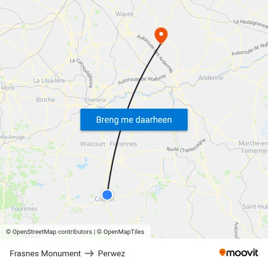 Frasnes Monument to Perwez map