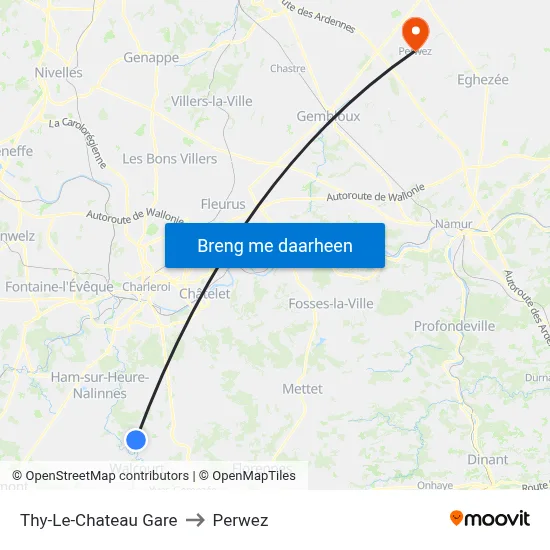 Thy-Le-Chateau Gare to Perwez map