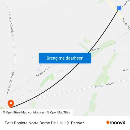 Petit-Rosiere Notre-Dame De Hal to Perwez map