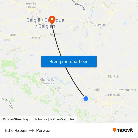 Ethe Rabais to Perwez map