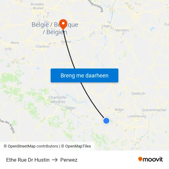 Ethe Rue Dr Hustin to Perwez map