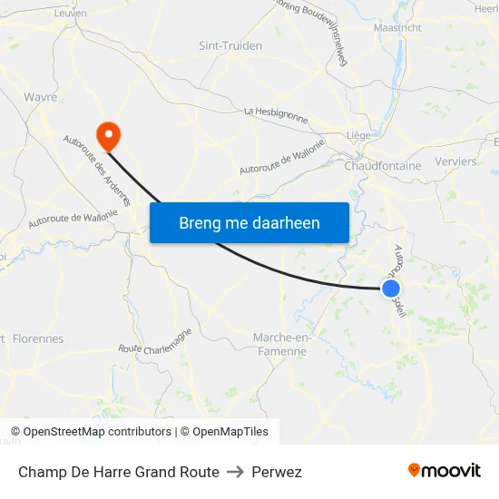 Champ De Harre Grand Route to Perwez map