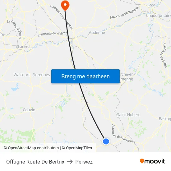 Offagne Route De Bertrix to Perwez map
