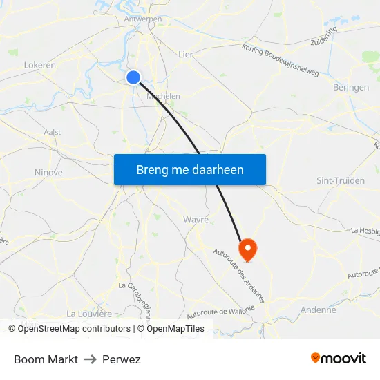 Boom Markt to Perwez map