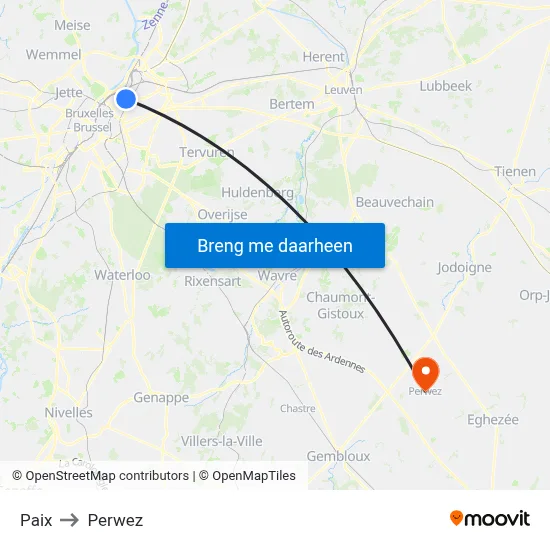Paix to Perwez map