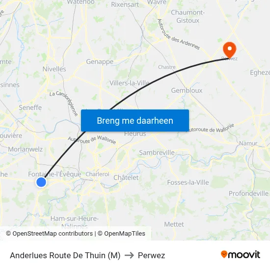Anderlues Route De Thuin (M) to Perwez map