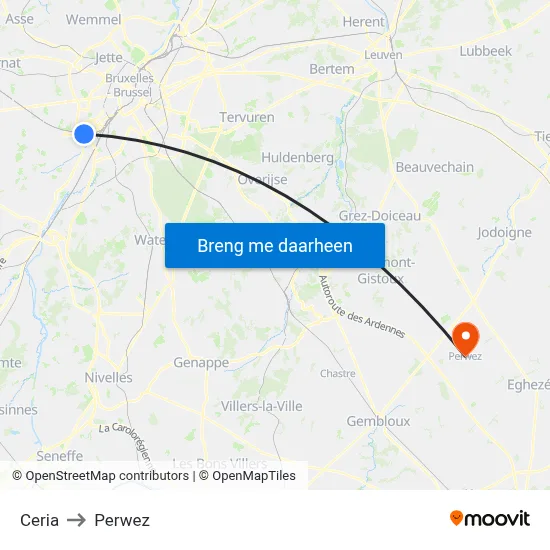 Ceria to Perwez map