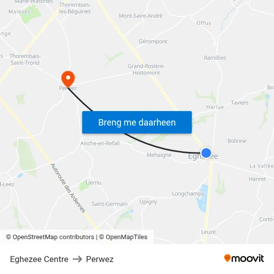 Eghezee Centre to Perwez map