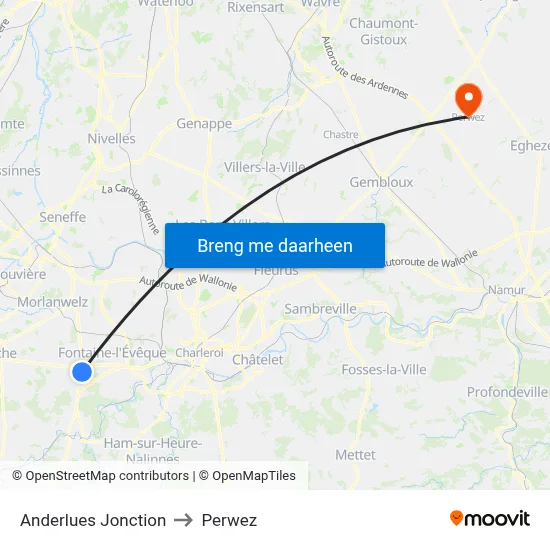 Anderlues Jonction to Perwez map