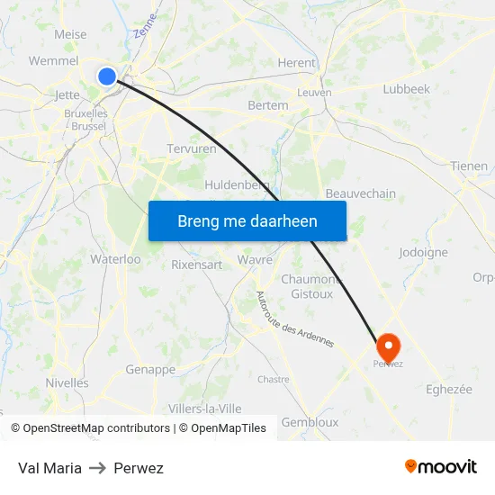 Val Maria to Perwez map