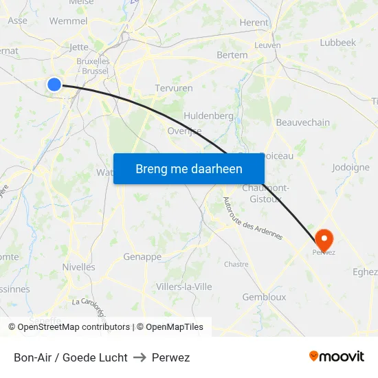 Bon-Air / Goede Lucht to Perwez map