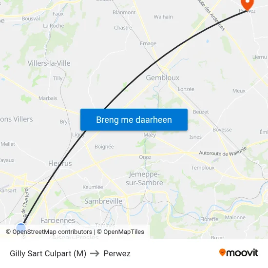 Gilly Sart Culpart (M) to Perwez map