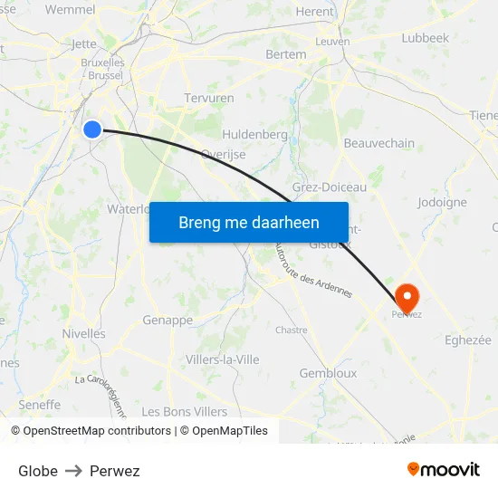 Globe to Perwez map
