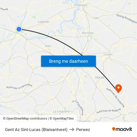 Gent Az Sint-Lucas (Blaisantvest) to Perwez map