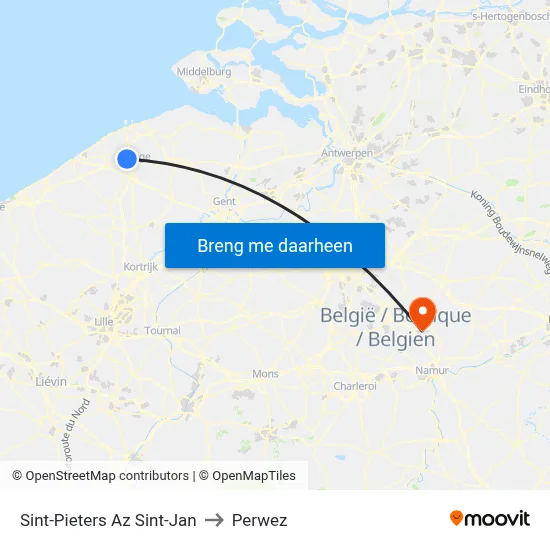Sint-Pieters Az Sint-Jan to Perwez map