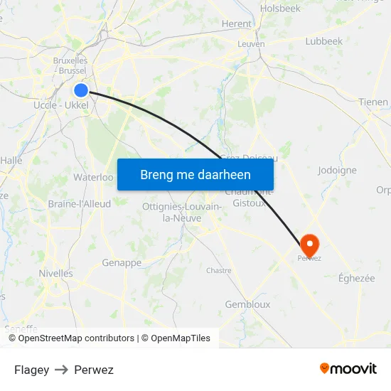 Flagey to Perwez map