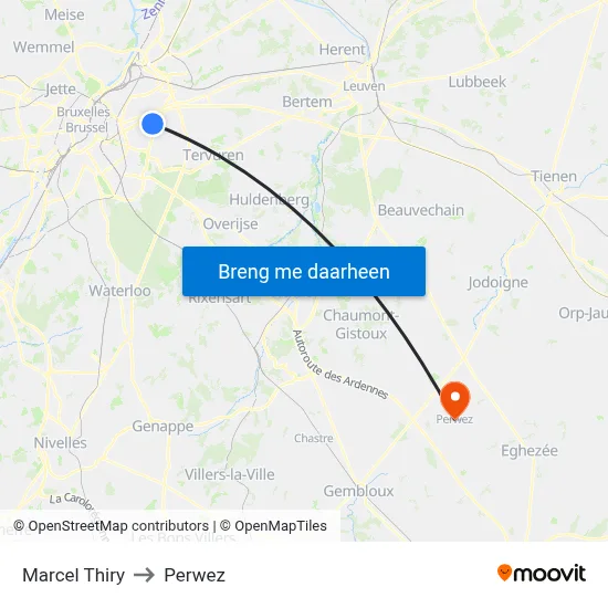 Marcel Thiry to Perwez map