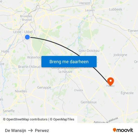 De Wansijn to Perwez map