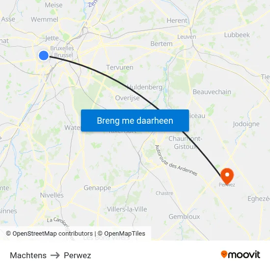 Machtens to Perwez map