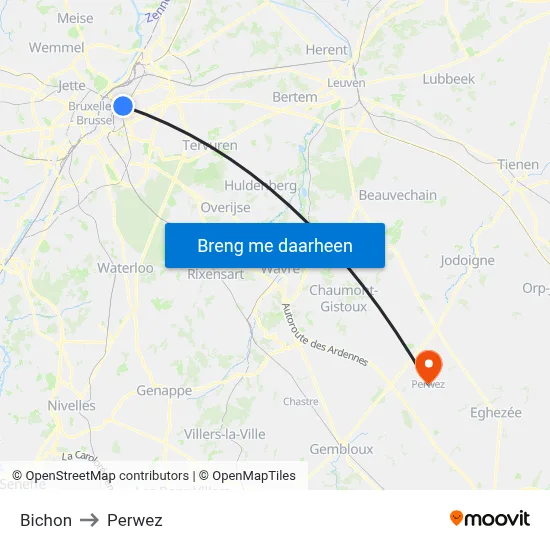 Bichon to Perwez map