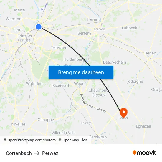 Cortenbach to Perwez map