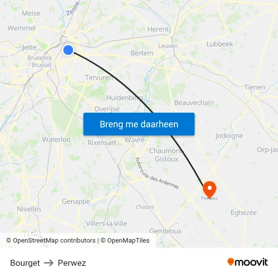 Bourget to Perwez map