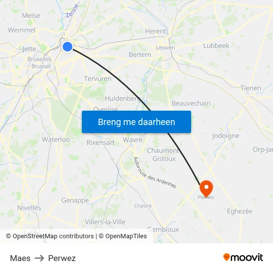 Maes to Perwez map
