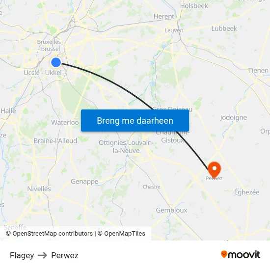 Flagey to Perwez map