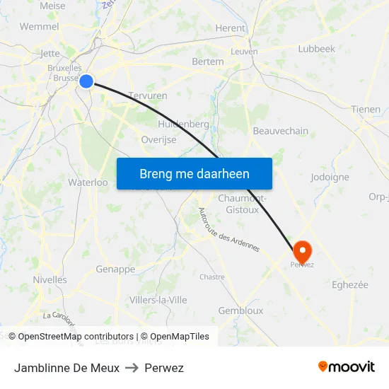 Jamblinne De Meux to Perwez map