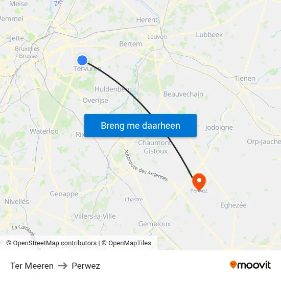 Ter Meeren to Perwez map