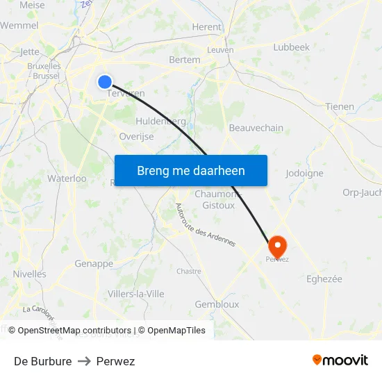 De Burbure to Perwez map