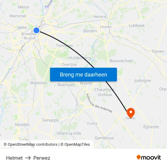 Helmet to Perwez map