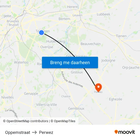 Oppemstraat to Perwez map