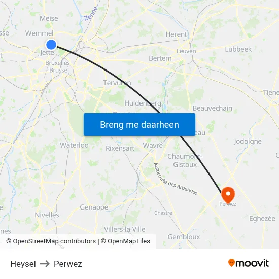 Heysel to Perwez map